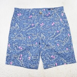 Vineyard Vines Breaker Shorts Mens Size 32 x 9" Islands Blue Flat Stretch Chino